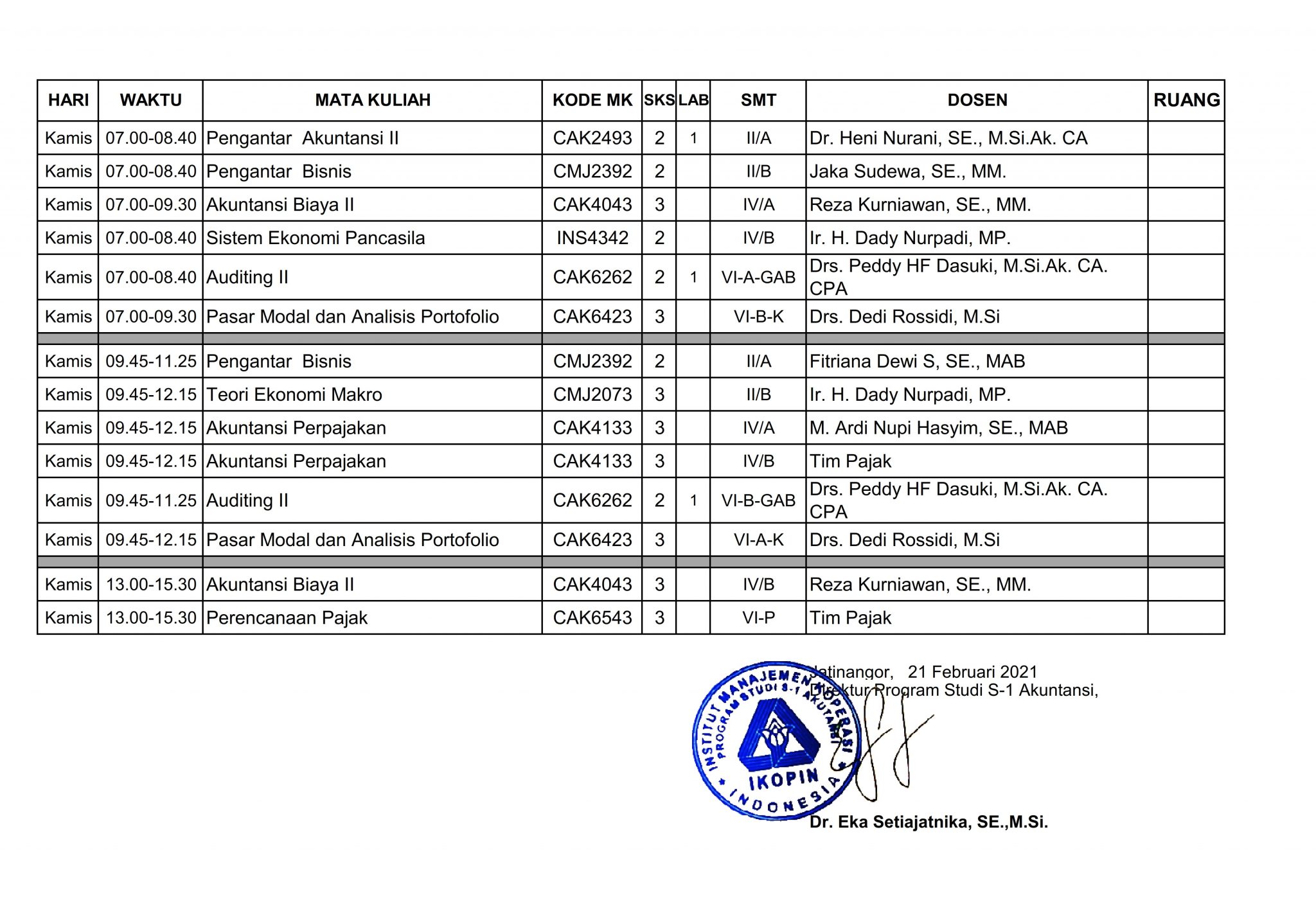 PERKULIAHAN SEMESTER GENAP TAHUN AKADEMIK 2020/2021 – PRODI AKUNTANSI ...